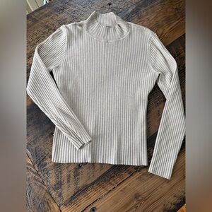 Marled Tan Crewneck Ribbed Knit Top Size M